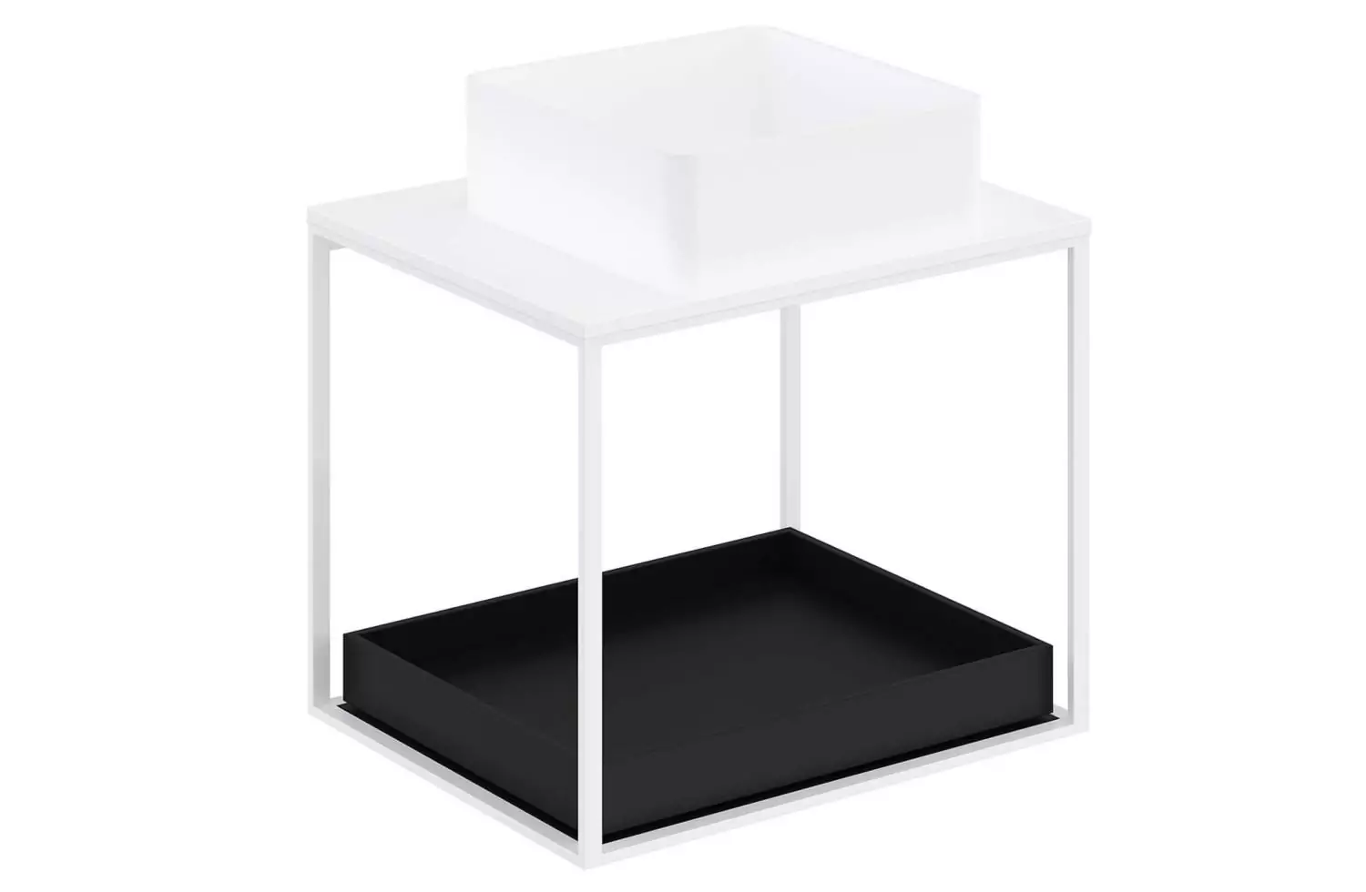 Mueble The Grid Evo 60 cm blanco con estante deslizante negro y lavabo cuadrado Cosmic