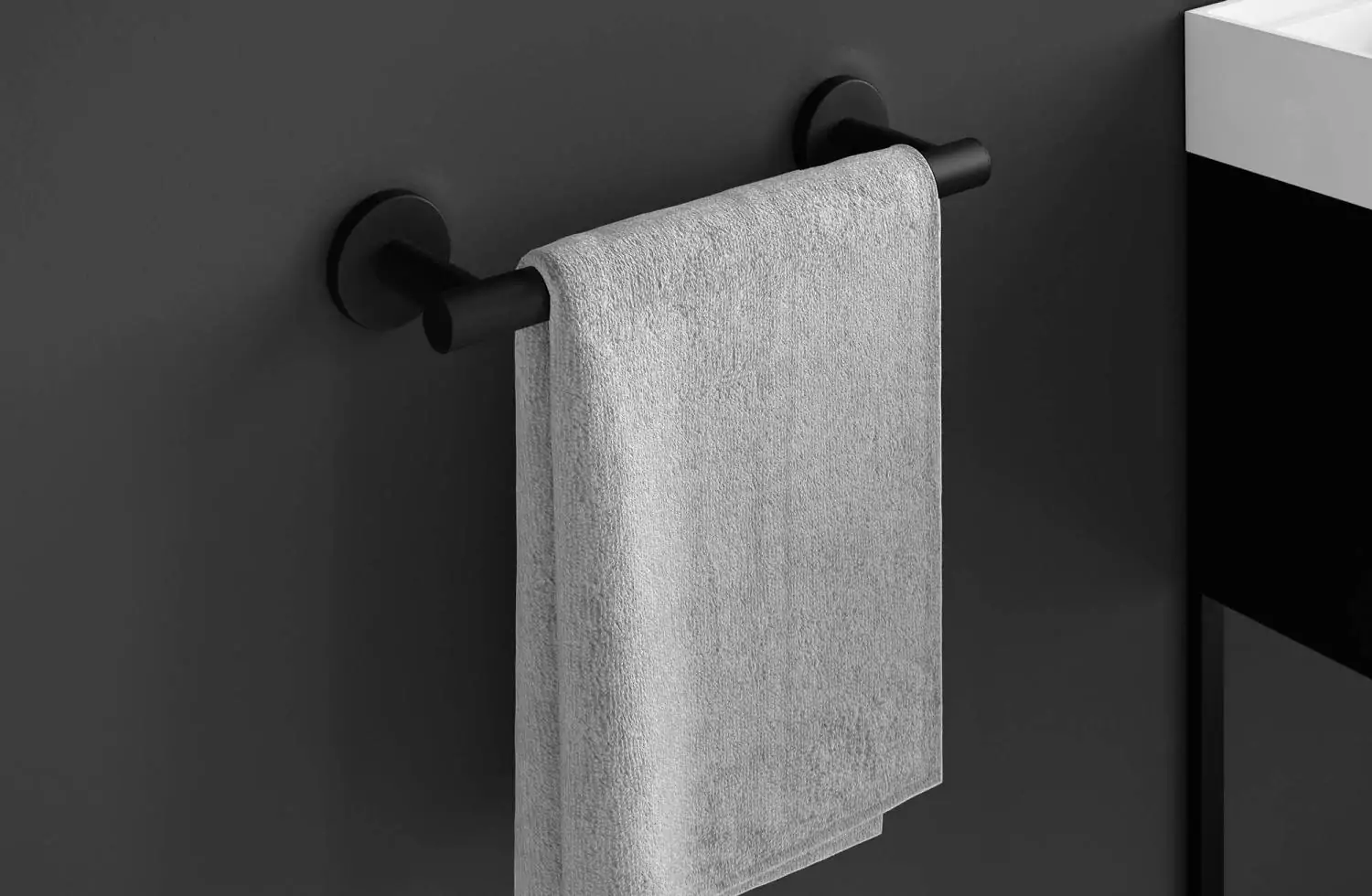 Toallero doble para pared aluminio - Negro - THE SECRET HOME